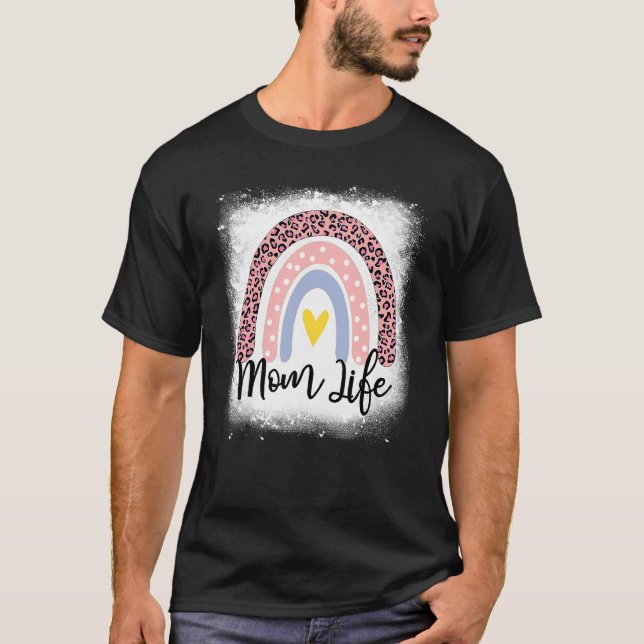 Mother's Day  Mom Life Leopard Rainbow Mama Women  T-Shirt (Front)