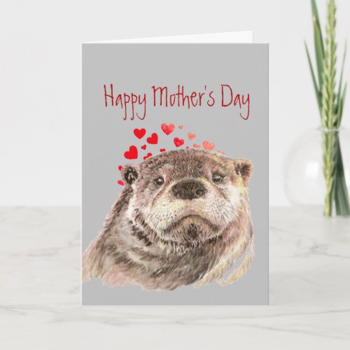 Mothers Day Mom Love my Heart Cute Otter Holiday Card