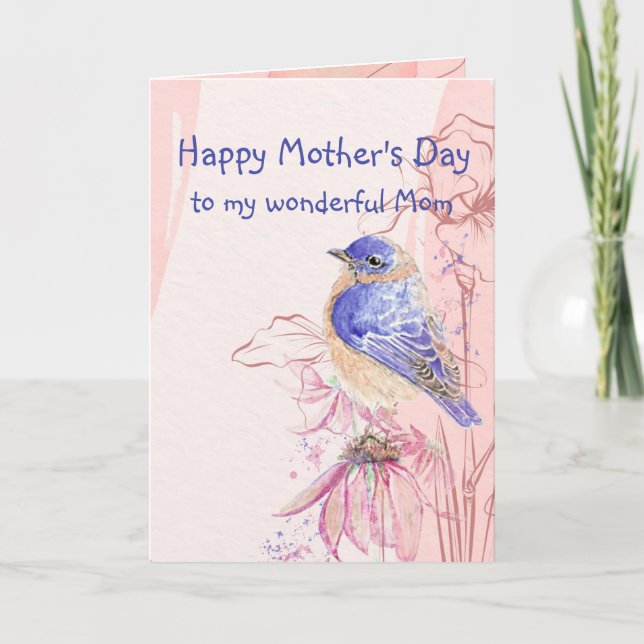 Mother's Day Mom Mother Bluebird Garden Bird Card (Front)