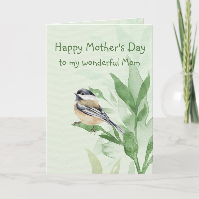Mother's Day Mom Mother Chickadee Garden Bird Card (Front)