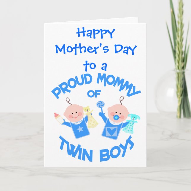 Mother's Day Mom of Twin Boys Greeting Card (Front)