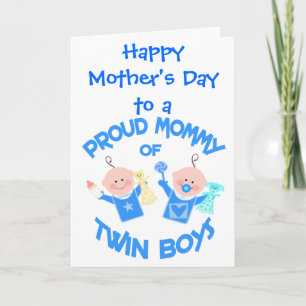Mother's Day Mom of Twin Boys Greeting Card