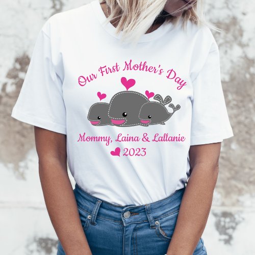 Mothers Day Mom of Twin Girls Personalized Shirt