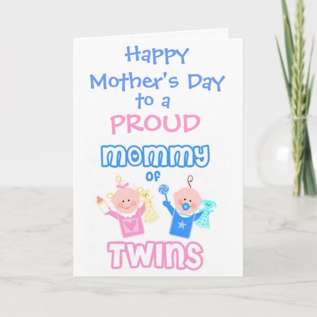 Mother's Day Mom of Twins greeting Card (Front)