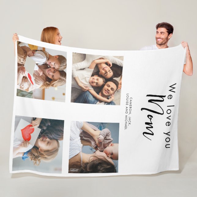 mothers day,mom,photo collage,we love you,typograp fleece blanket (In Situ)