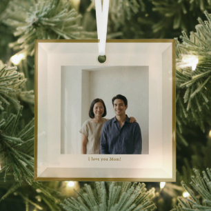 Mother's Day Mom Photo Keepsake Custom Elegant Glass Ornament