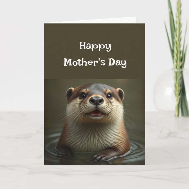 Mother's Day Mom Pun Otter Animal Humor Fun Holiday Card (Front)