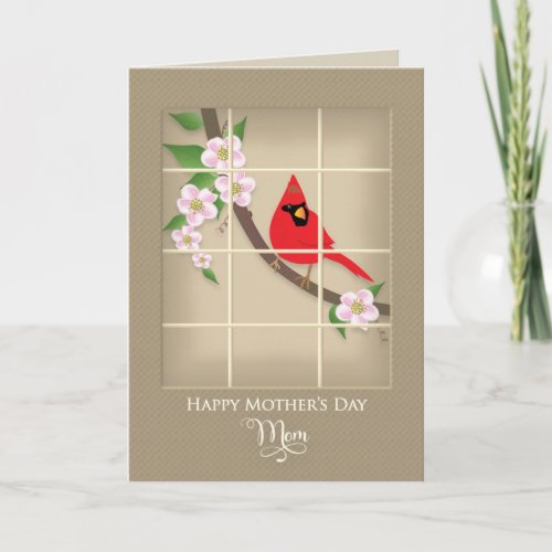 Mothers Day Mom Red CardinalApple Blossoms Card