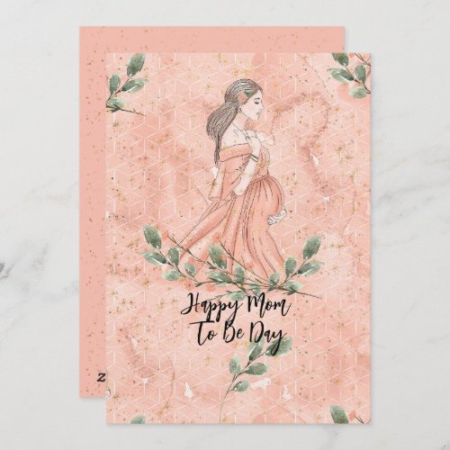 Mothers Day Mom_to_be Peach Holiday Card