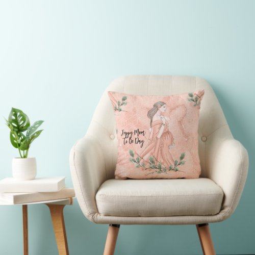 Mothers Day Mom_to_be Peach Throw Pillow