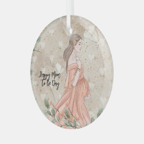 Mothers Day Mom_to_be Tan Glass Ornament