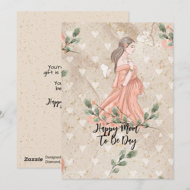 Mother's Day Mom-to-be Tan Holiday Card (Front/Back)