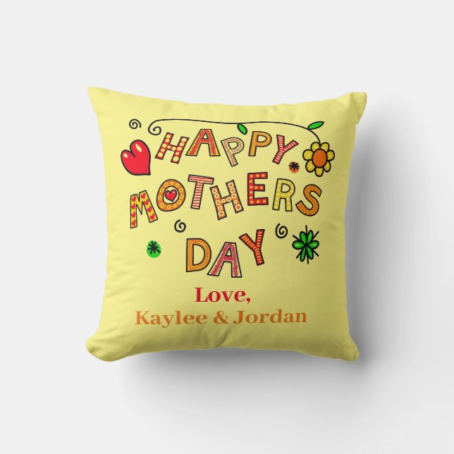 Mother's Day Mom World's Best Ever Love Cute Throw Pillow (Front)