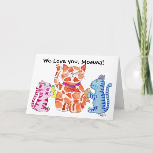 Mother's Day Momma Cat and Kittens Card