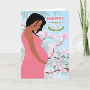 Mother's Day Mommy-to-Be Cherry Blossoms Holiday Card