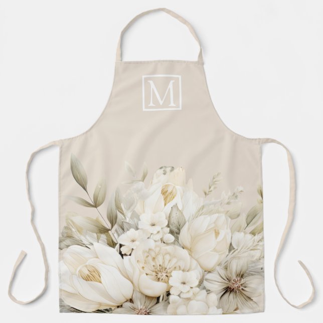 Mother's Day monogram floral custom Apron (Front)