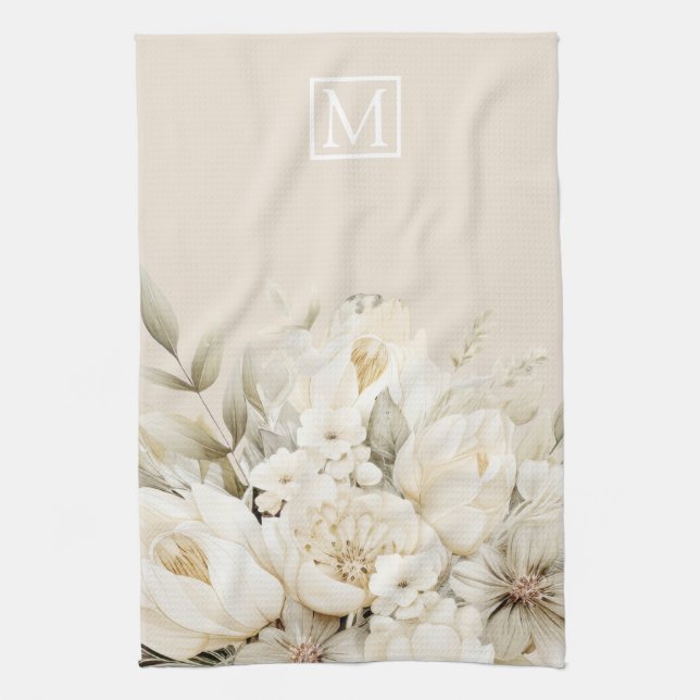 Mother's Day monogram floral custom Kitchen Towel (Vertical)