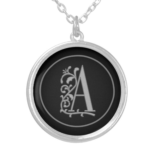 Mother's  Day Monogram Letter A Birthday Silver Plated Necklace (Front)