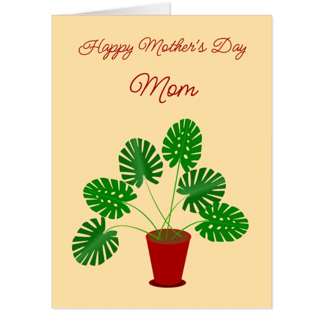 Mothers Day Monstera Plant Custom Card (Front)