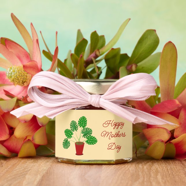 Mothers Day Monstera Plant Custom Honey Jar Favors (Insitu (Wedding))
