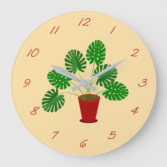 Mothers Day Monstera Plant Large Clock (Front)