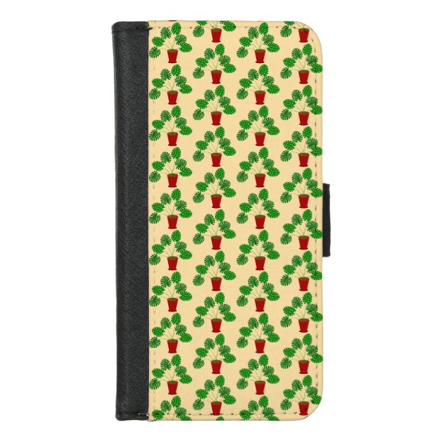 Mothers Day Monstera Plant Patterned iPhone Wallet Case (Front)