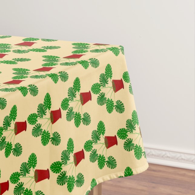 Mothers Day Monstera Plant Patterned Tablecloth (In Situ)