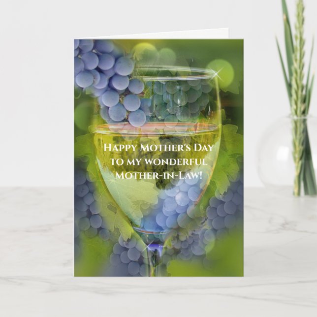 Mother's Day Mother In Law Wine Humor Card (Front)