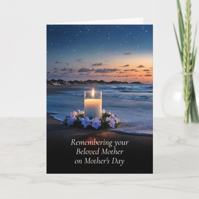 Mothers Day Mother in Remembrance Memorial Candle  Card (Front)