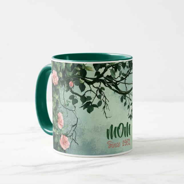 Mother's Day Mug Text "MOM" "Since 1972" (Front Left)