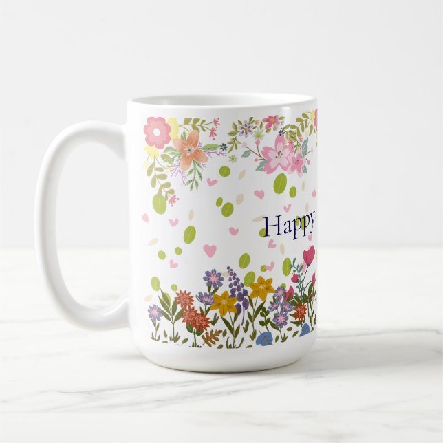 Mother's Day Mug with Floral Backdrop and Heartfel (Left)