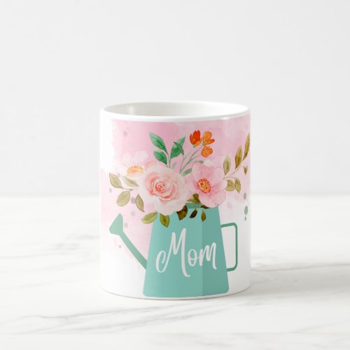 Mothers Day Mug with Watering Can  Flowers