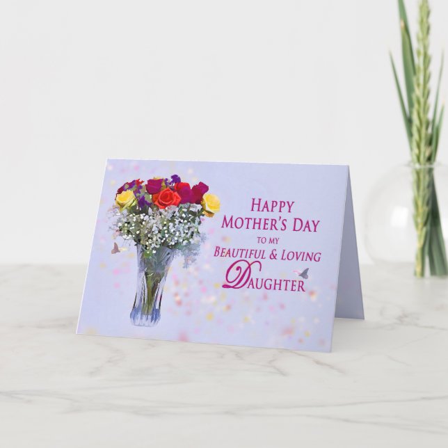 MOTHER'S Day, MY Daughter - BOUQUET OF ROSES Card (Front)