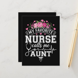 Mothers Day My Favorite Nurse Calls Me Aunt Announcement Postcard