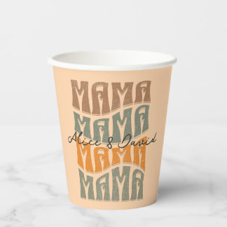 Mother's Day Natural Color Mama Kids Name T-Shirt Paper Cups