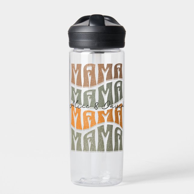 Mother's Day Natural Color Mama Kids Name Water Bottle (Front)