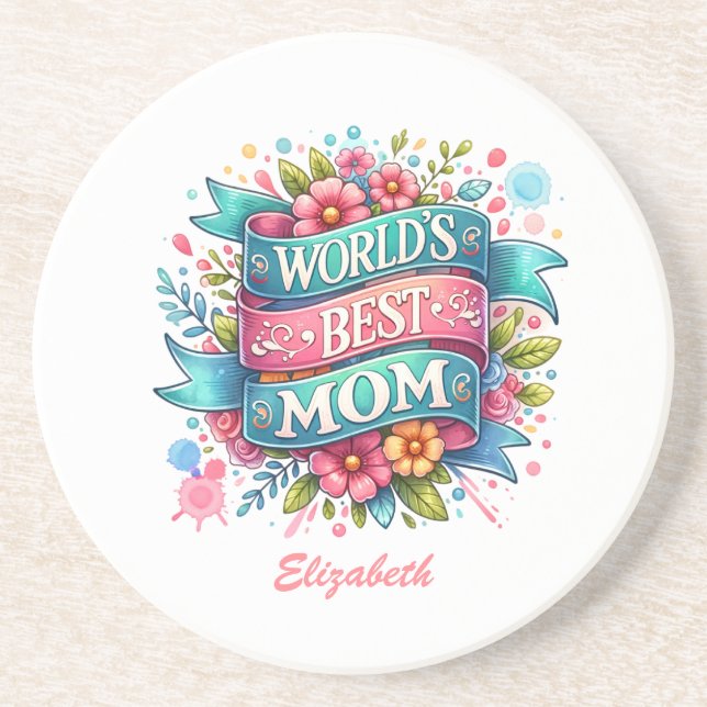 Mother's Day Nature Lovers Floral Personalized  Coaster (Front)