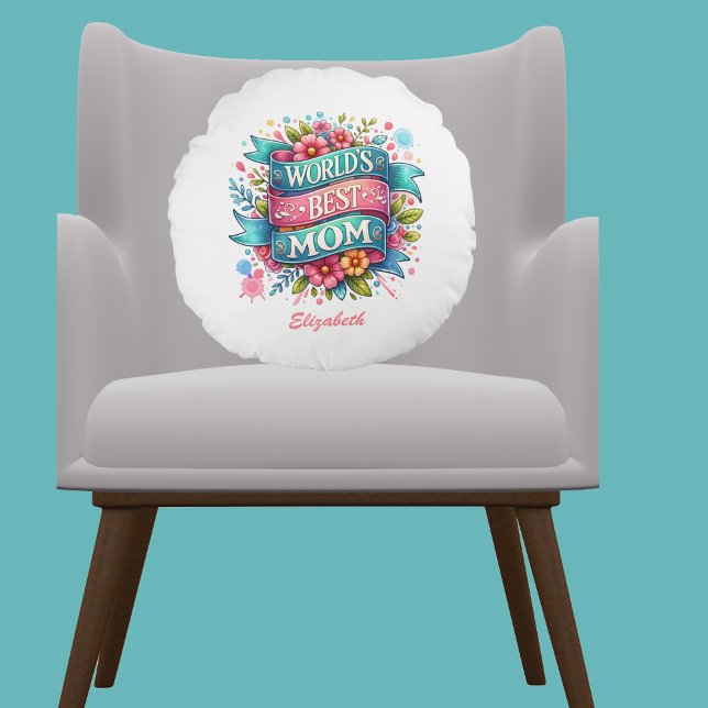 Mother's Day Nature Lovers Floral Personalized  Round Pillow (Creator Uploaded)
