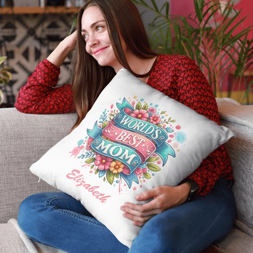 Mothers Day Nature Lovers Floral Personalized  Throw Pillow