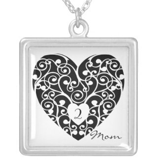 Mother's Day Necklace Black White heart Mom of 3 necklace