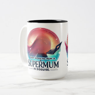Mother's Day office gift Supermum AI art  Two-Tone Coffee Mug