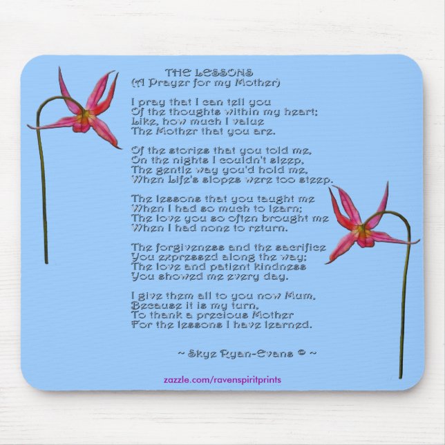 Mother's Day or Birthday Floral Poetry Gift Mouse Pad (Front)