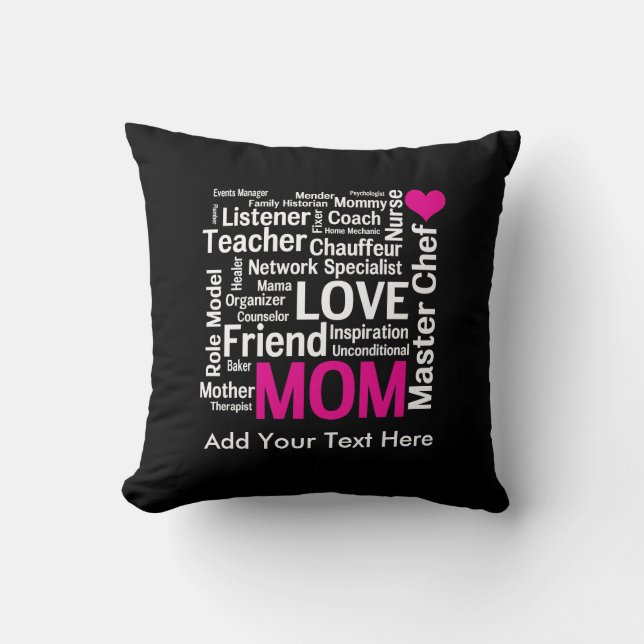 Mother's Day or Birthday for a Wonderful Mom Throw Pillow (Front)