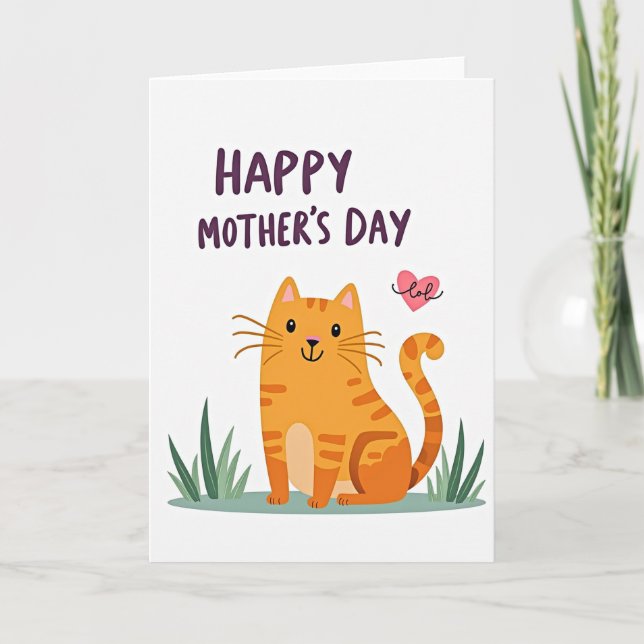Mothers Day Orange Kitty Smile Card (Front)
