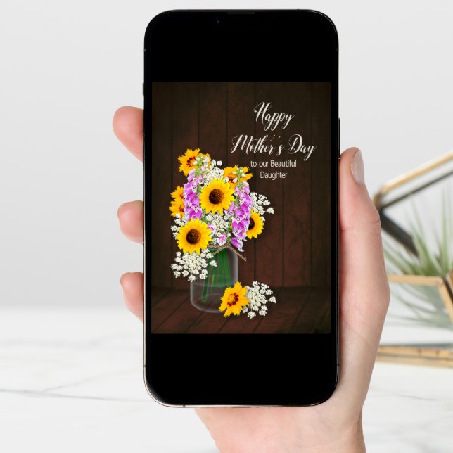 MOTHER'S DAY-  OUR DAUGHTER - COUNTRY FLOWERS/VASE CARD (Front Digital)