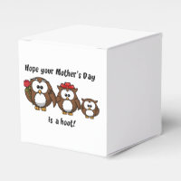 Mother's Day Owl Family Hoot Cartoon Illustration Favor Box