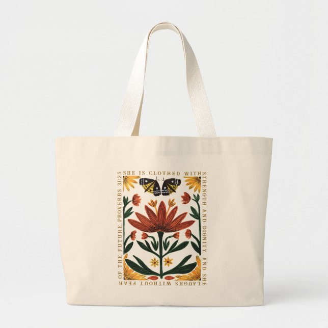 Mother's Day Painted Botanicals Large Tote Bag (Front)