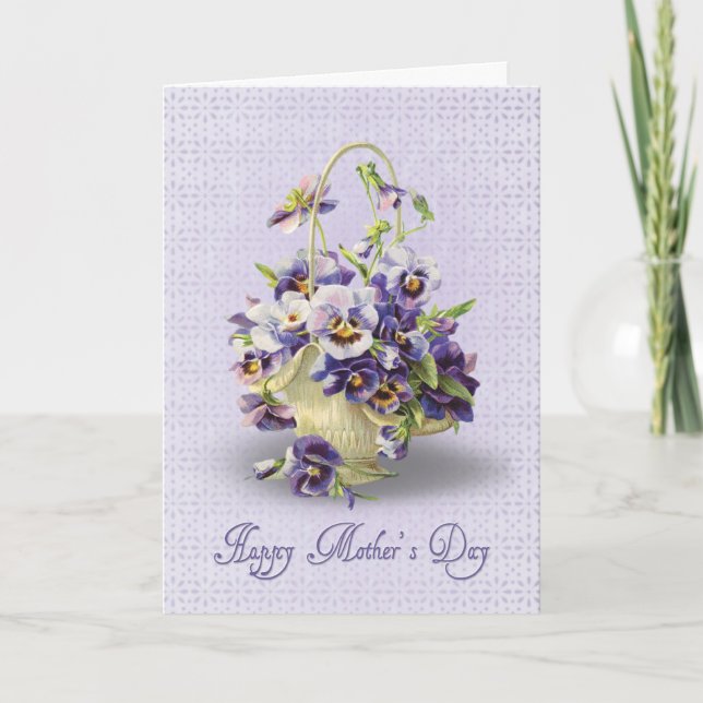 Mother's Day Pansy Basket Card (Front)