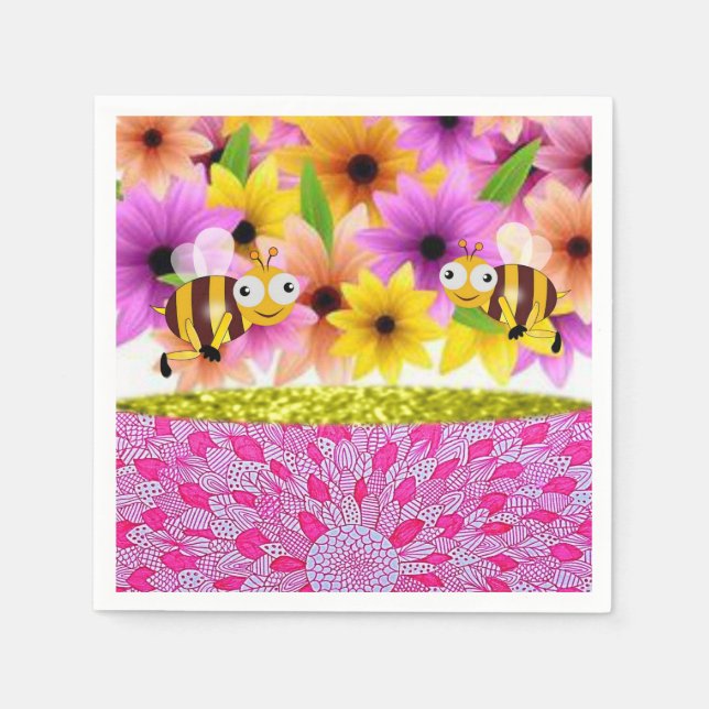 Mother's Day Paper Napkins Bee (Front)