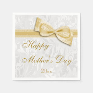 Mother's Day Party Damask and Bow Napkins